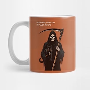 Grim Reaper cat just one life Mug